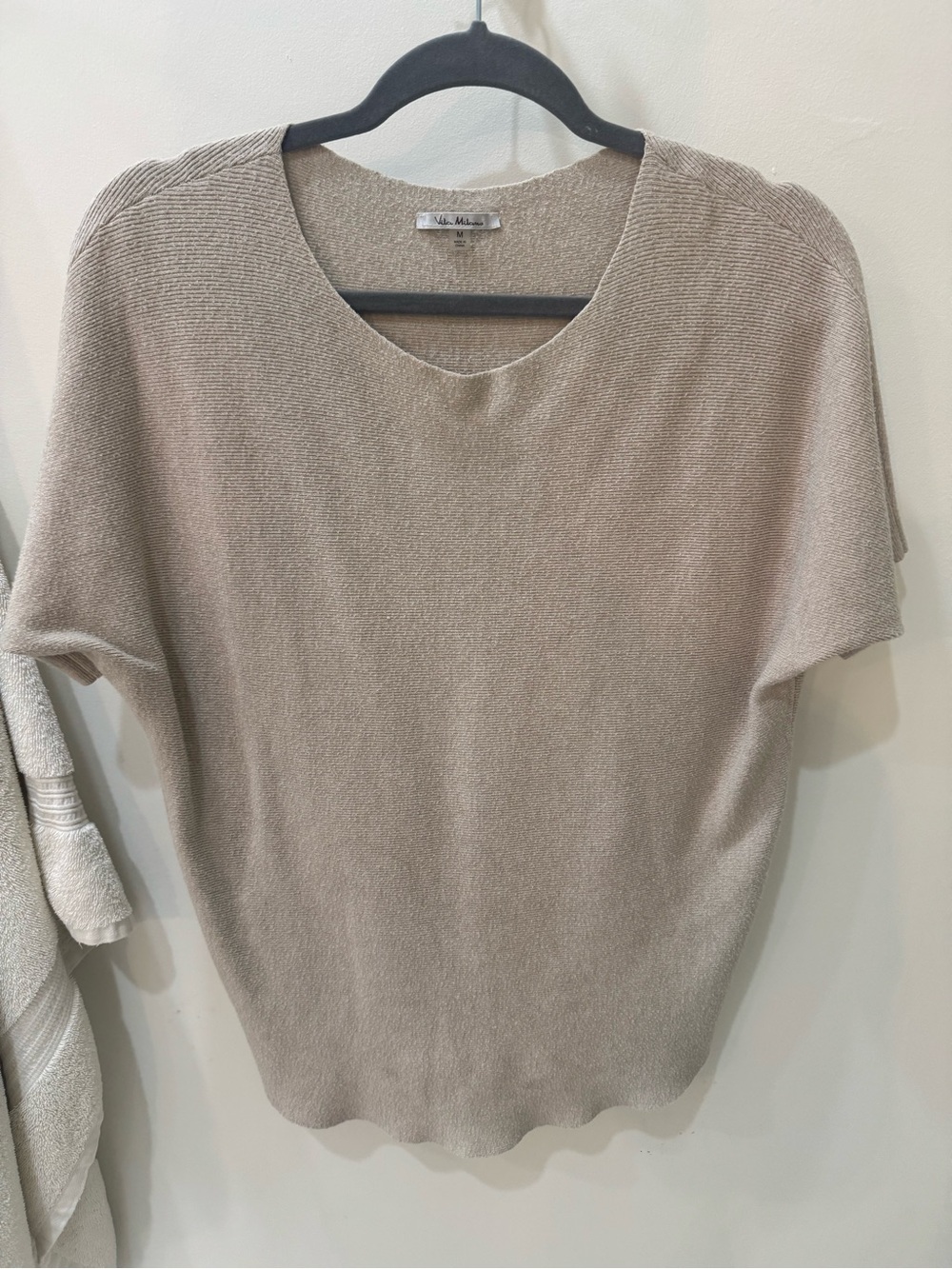 Milano Taupe Short-Sleeve Crew Neck Sweater